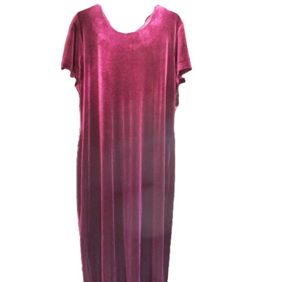 Vintage Burgundy short-sleeved velvet maxi dress Size 16 - Picture 1 of 7